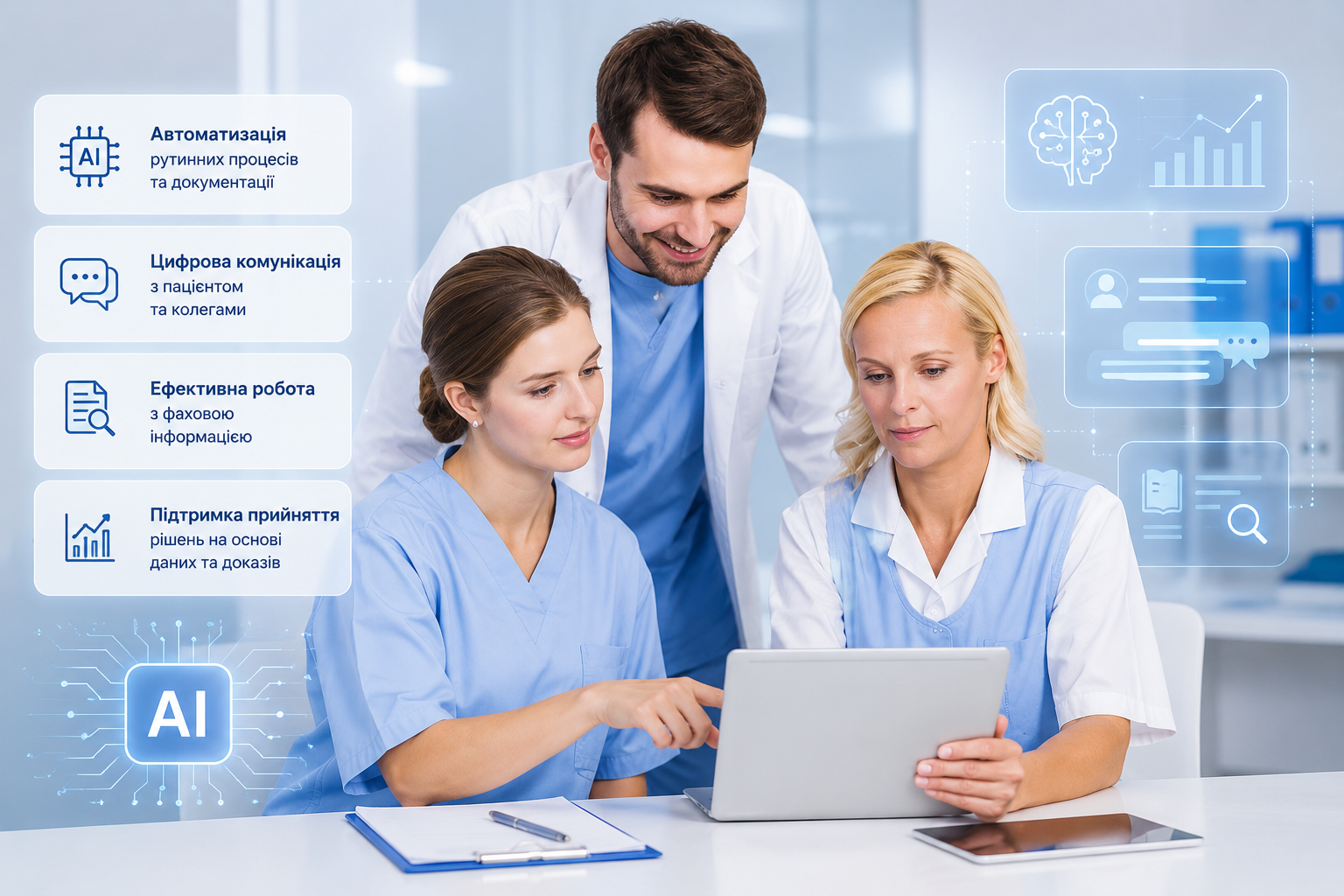 Doctors working with tablet