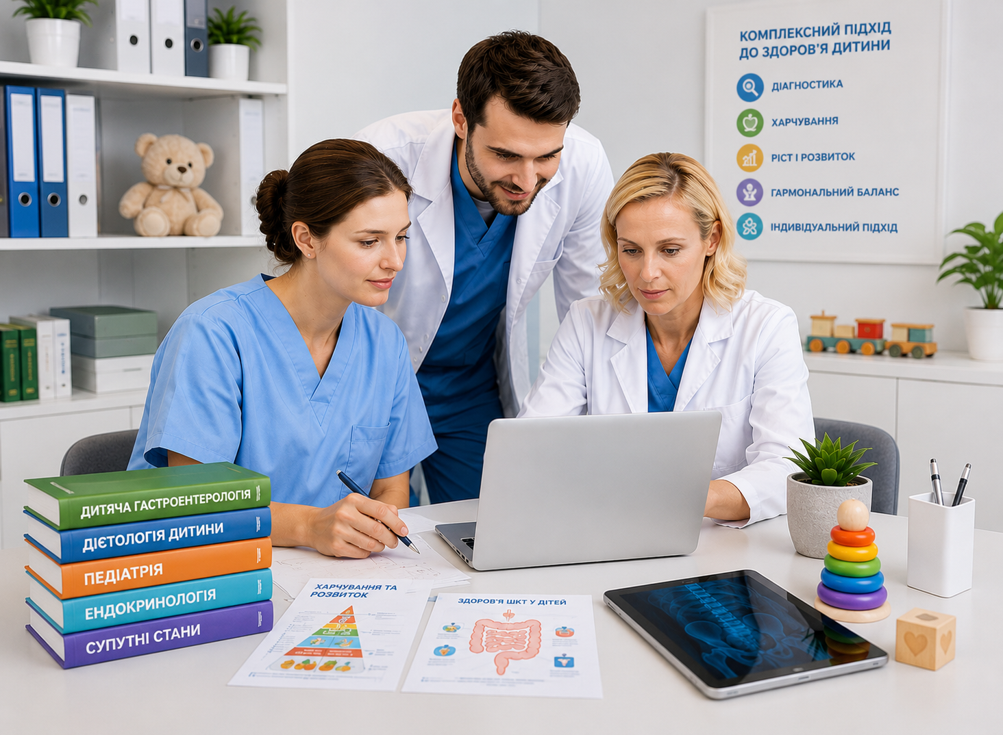 Doctors working with tablet