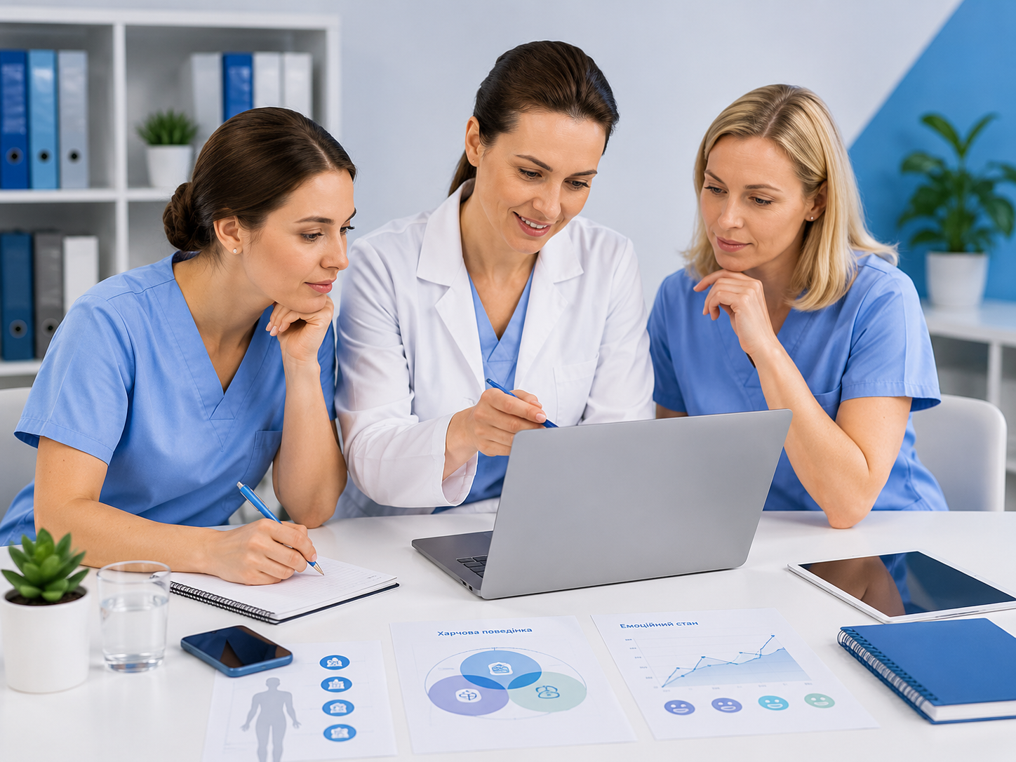 Doctors working with tablet