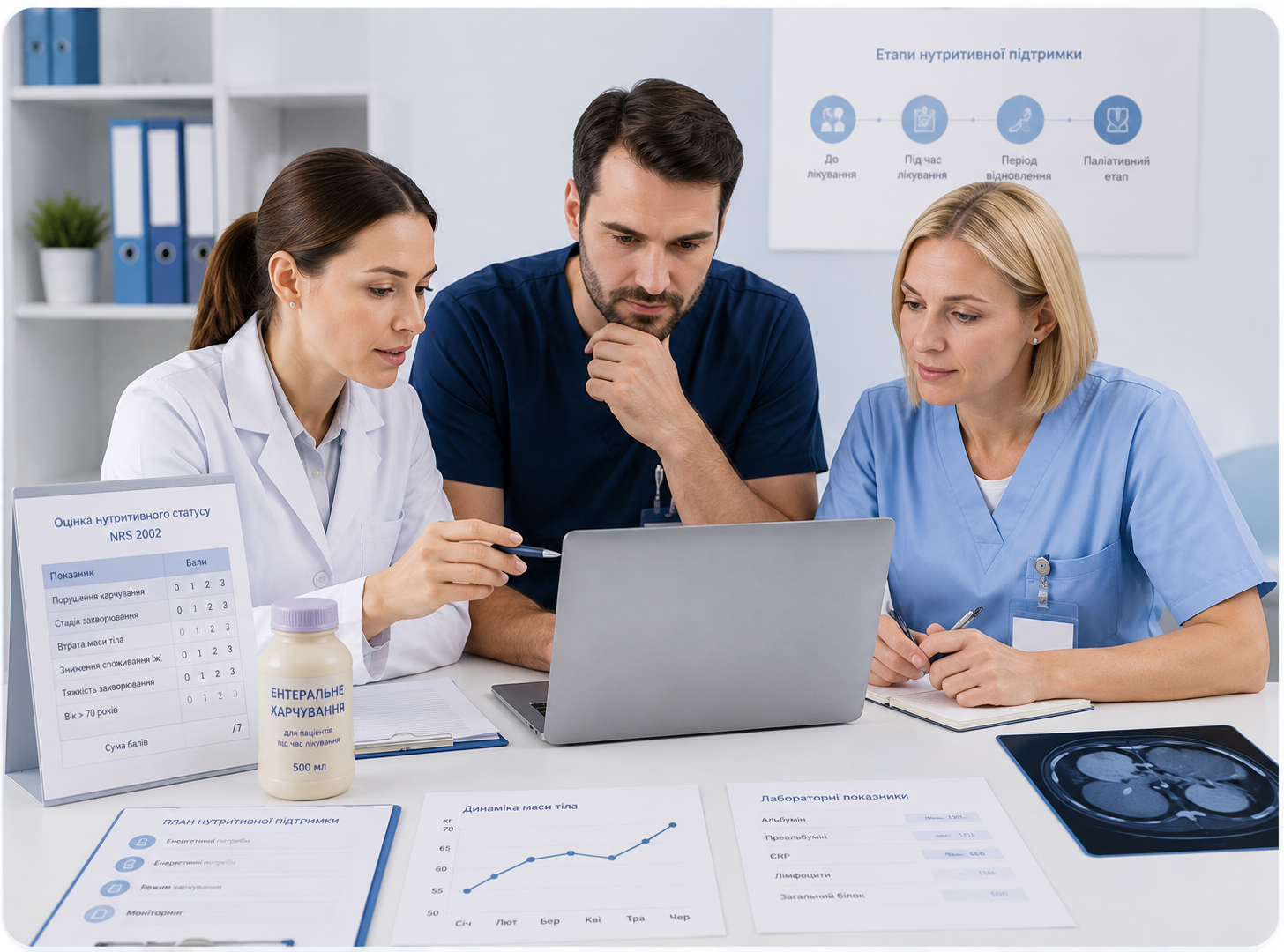 Doctors working with tablet