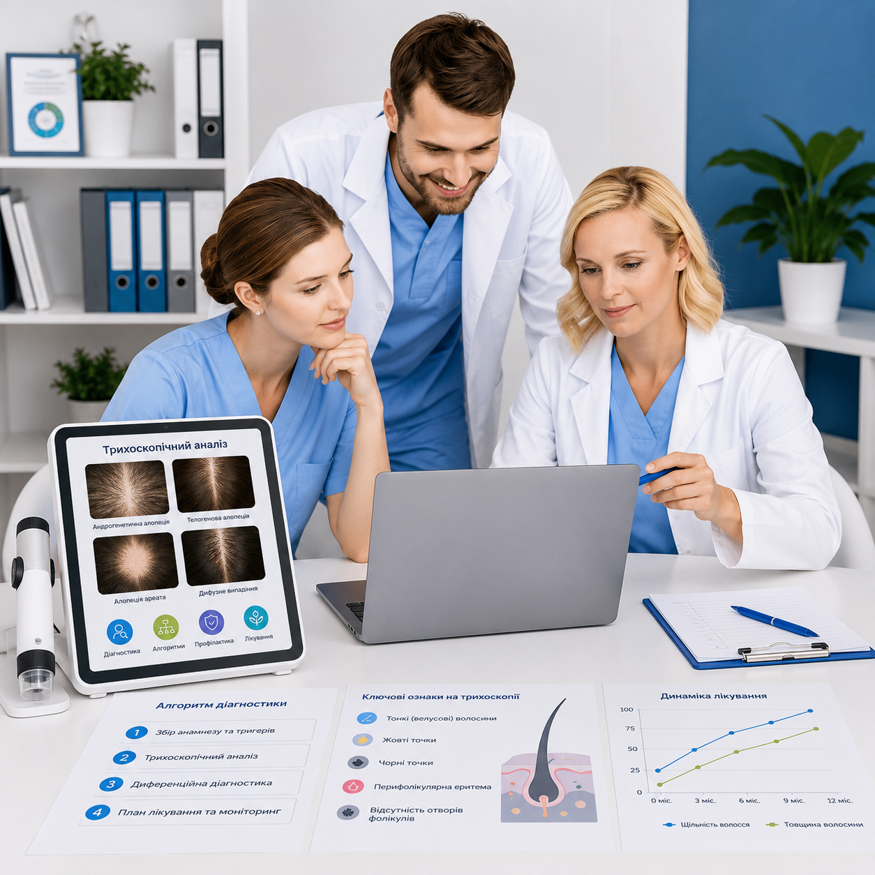 Doctors working with tablet