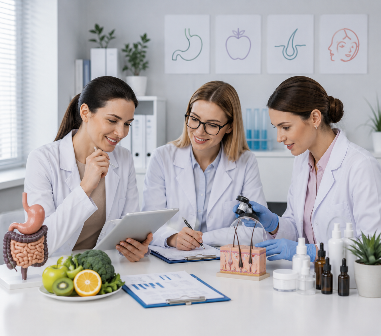 Doctors working with tablet