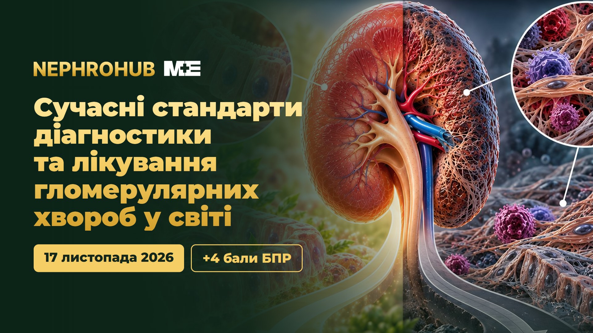NephroHub. Онлайн майстер-клас «Гломерулярні хвороби. Частина II: сучасні стандарти діагностики та лікування гломерулярних хвороб у світі», 17 листопада 2026, +4 бали БПР